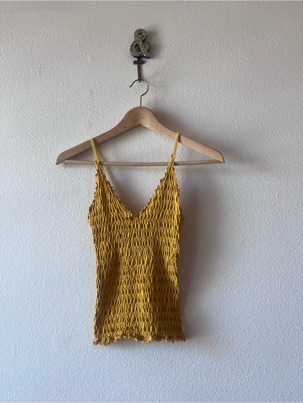 Yellow Smocked V-Neck Cami Top